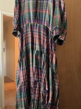NATURAL LIFE Multicolor Plaid Maxi Dress - Teal, Pink, Navy